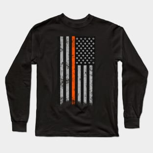 Halloween Thin Orange Line Flag Skulls Long Sleeve T-Shirt